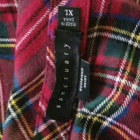 Sanctuary plaid long sleeve button down boyfriend shirt in very good condition. - Picture 4 of 5